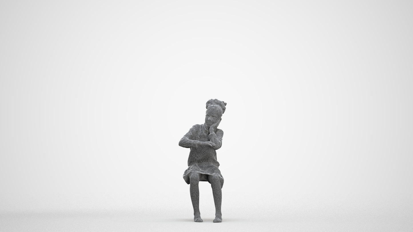realistic 3D human girl kids, archviz people FBX OBJ for Blender, three-quarter front view render