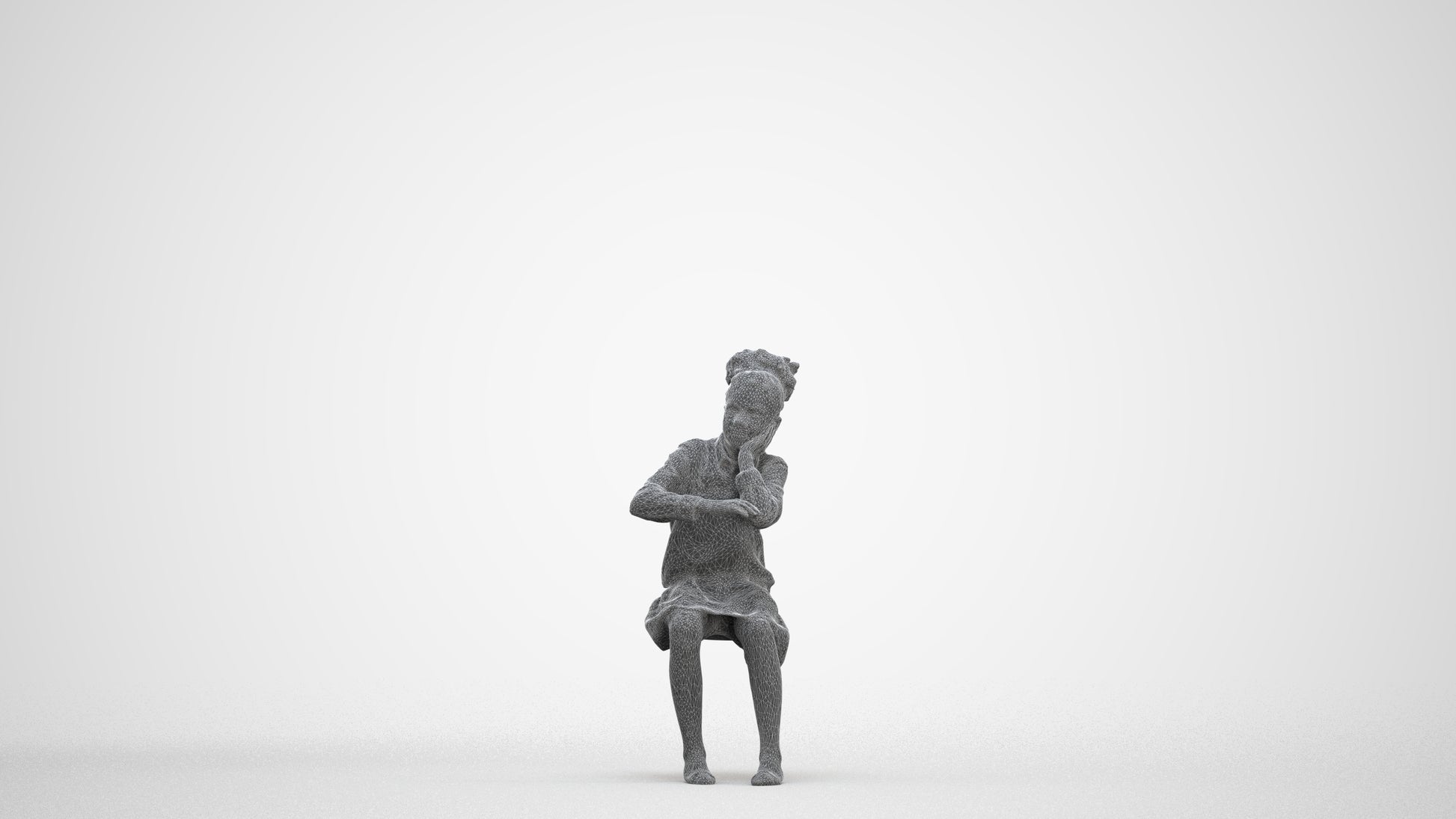 realistic 3D human girl kids, archviz people FBX OBJ for Blender, three-quarter front view render