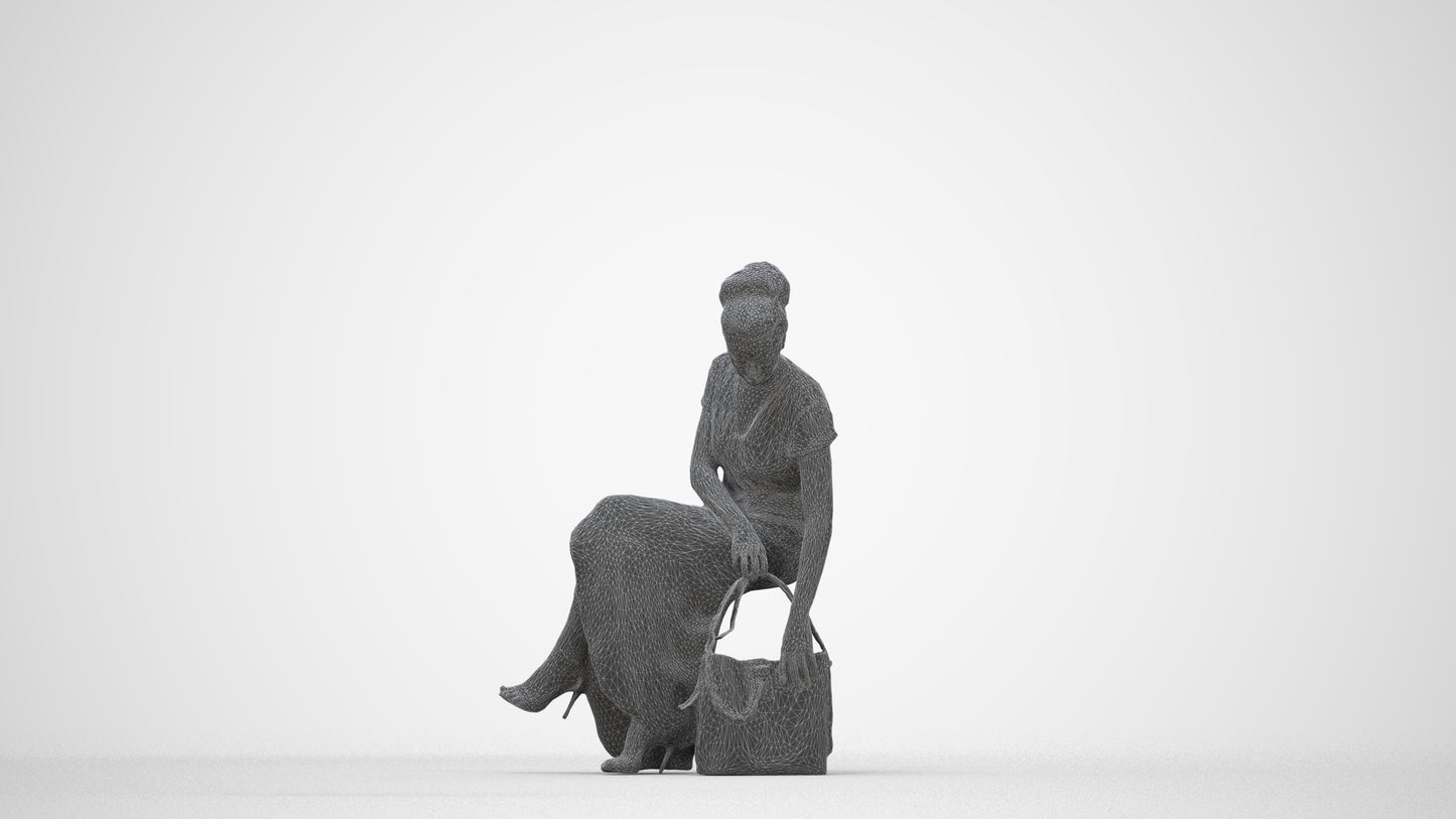 scanned 3D woman formal formalaffairs, photogrammetry people for Enscape and V-Ray, wireframe back view