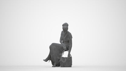 scanned 3D woman formal formalaffairs, photogrammetry people for Enscape and V-Ray, wireframe back view