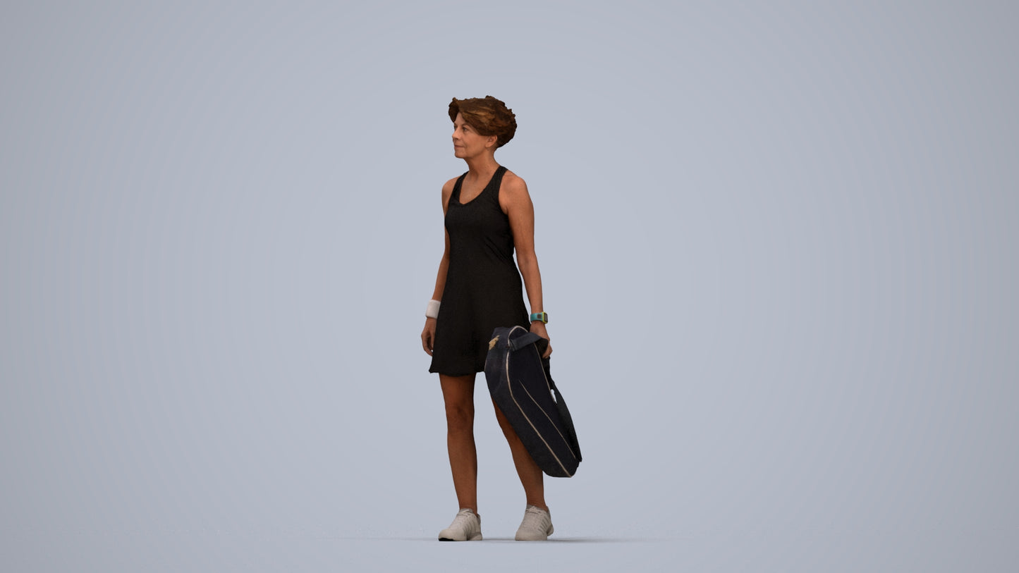 realistic 3D woman sport, scanned archviz people for Blender and 3ds Max, top-down view render
