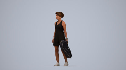 realistic 3D woman sport, scanned archviz people for Blender and 3ds Max, top-down view render