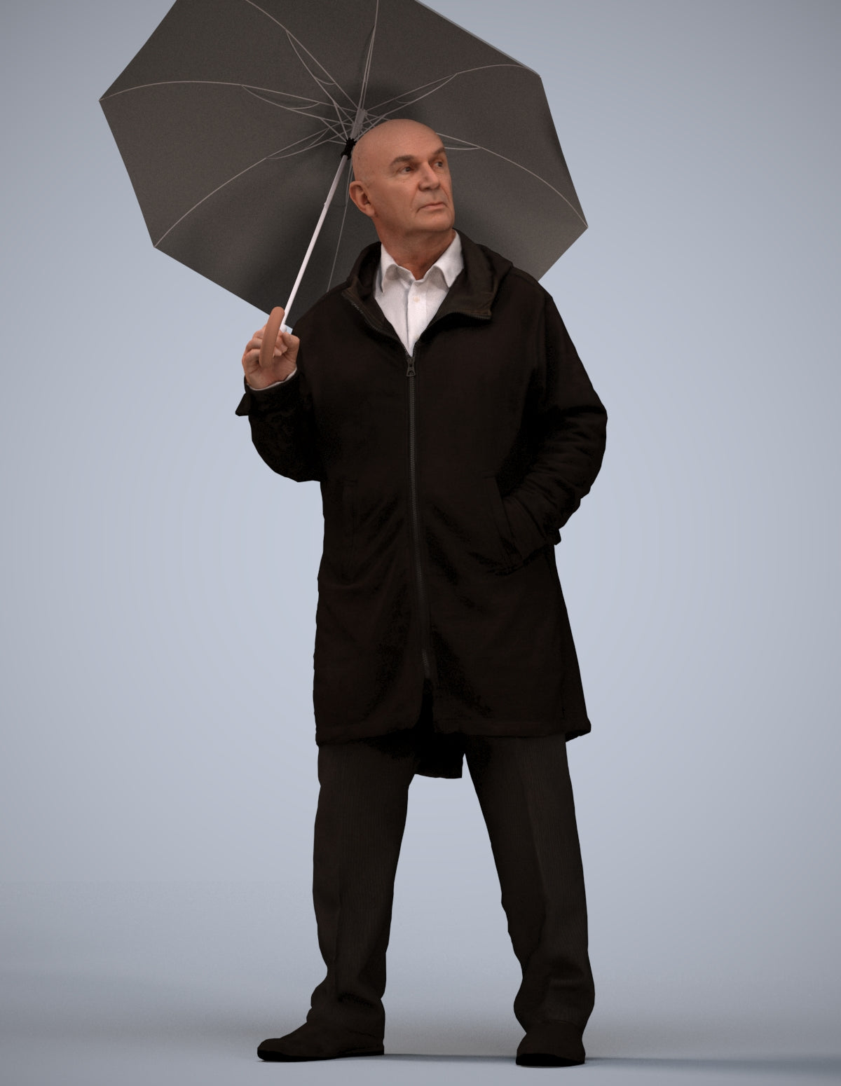 3D people model senior man business standing, scanned human for 3ds Max rendering