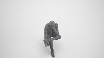 3D scanned man business, photorealistic archviz people for Enscape and SketchUp, wireframe three-quarter view