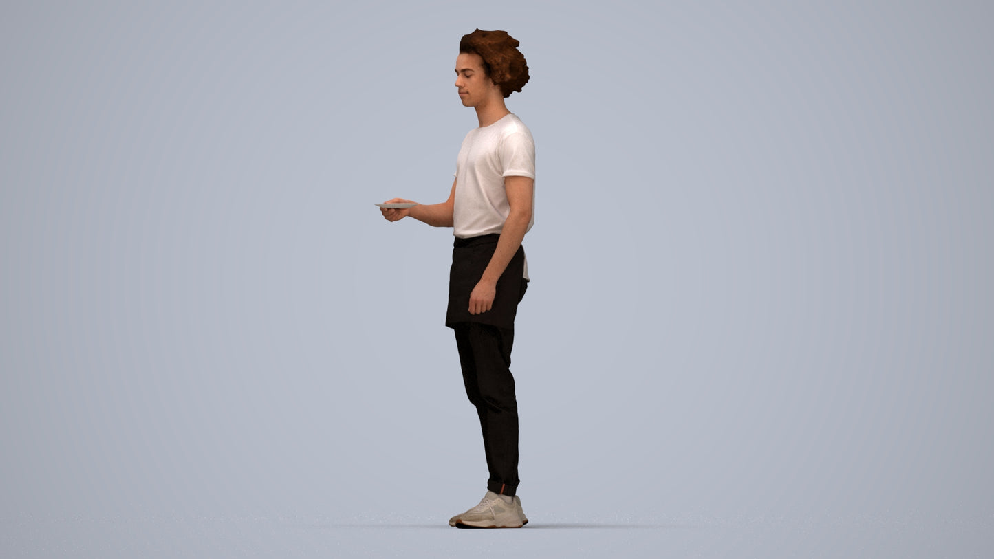 realistic 3D human man door, archviz people FBX OBJ for Blender, top-down view render