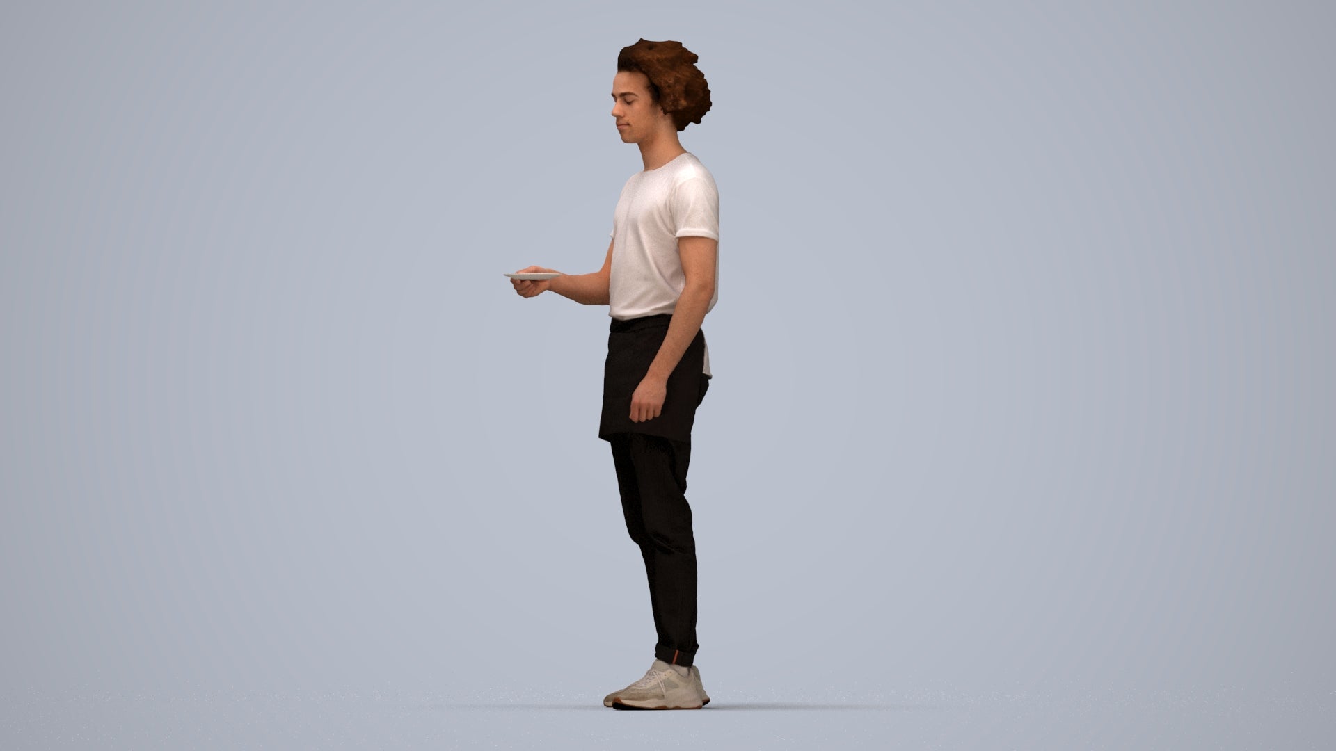 realistic 3D human man door, archviz people FBX OBJ for Blender, top-down view render
