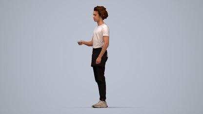 realistic 3D human man door, archviz people FBX OBJ for Blender, top-down view render