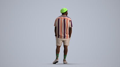 3D scanned man walking casual, photorealistic archviz people for Enscape and SketchUp, front view render
