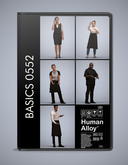 3D human models hospitality bundle, 5 photogrammetry scanned people for archviz