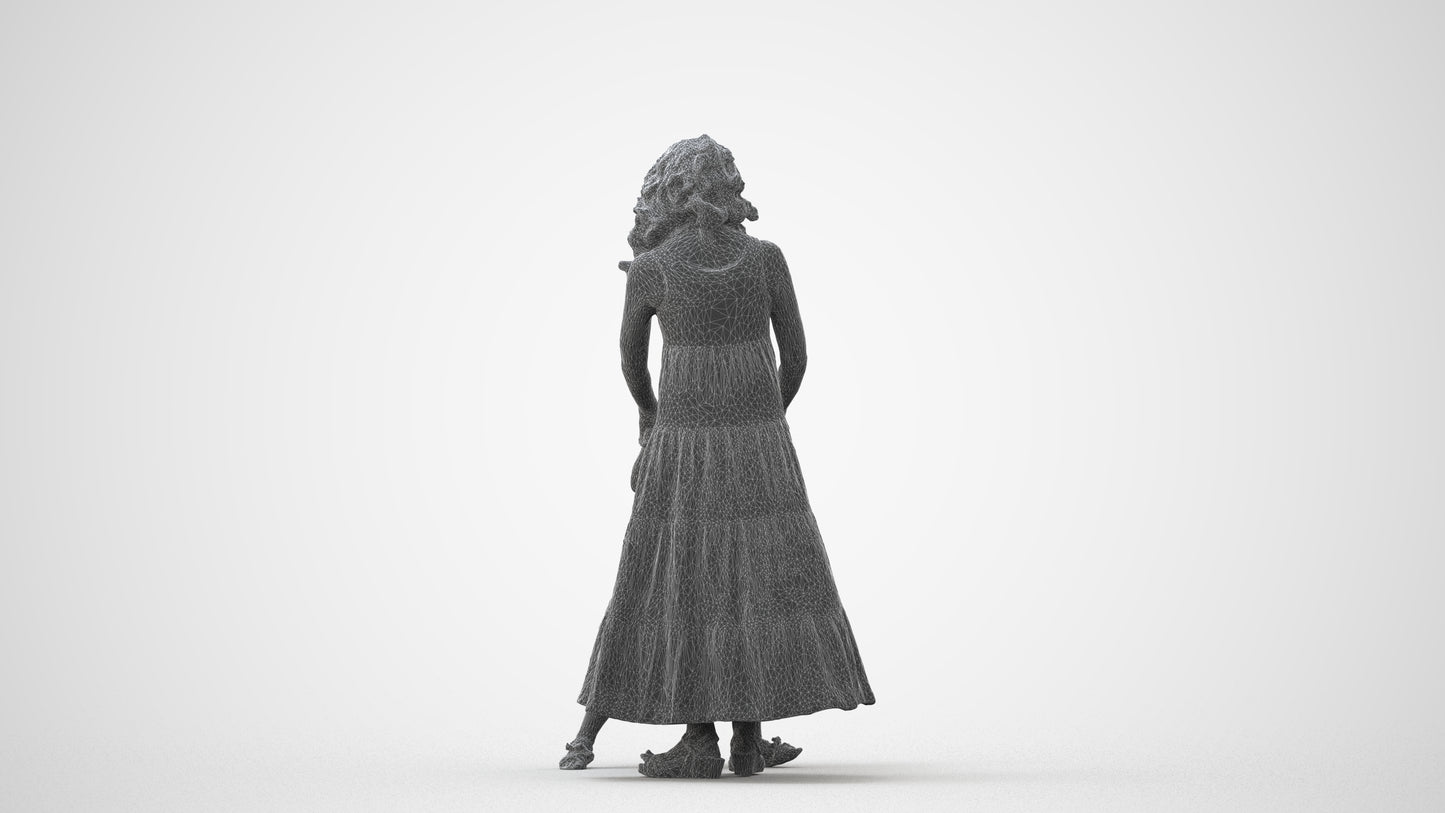 3D scanned girl kids casual, photorealistic archviz people for Enscape and SketchUp, square thumbnail
