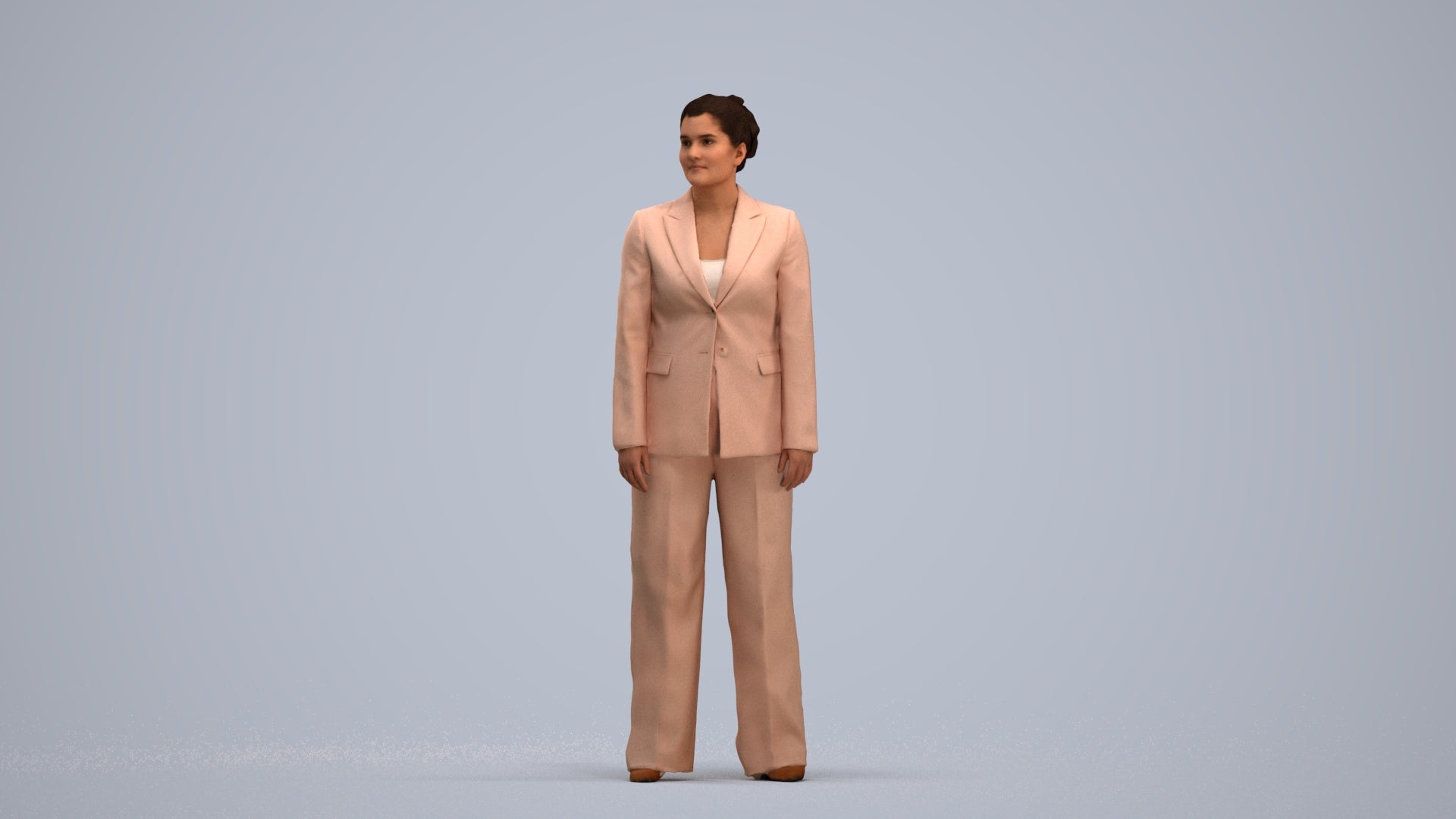 3D scanned woman standing business, photorealistic archviz people for Enscape and SketchUp, standing pose render