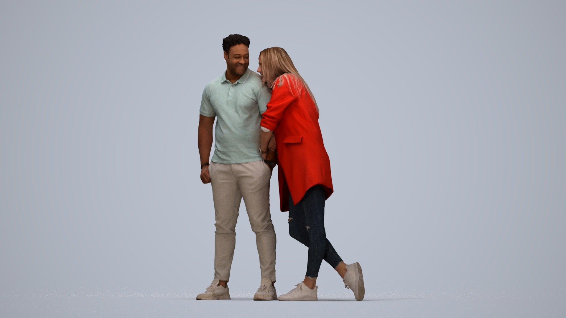 realistic 3D man casual shopping, scanned archviz people for Blender and 3ds Max, top-down view render