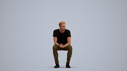 realistic 3D man casual sitting, scanned archviz people for Blender and 3ds Max, standing pose render