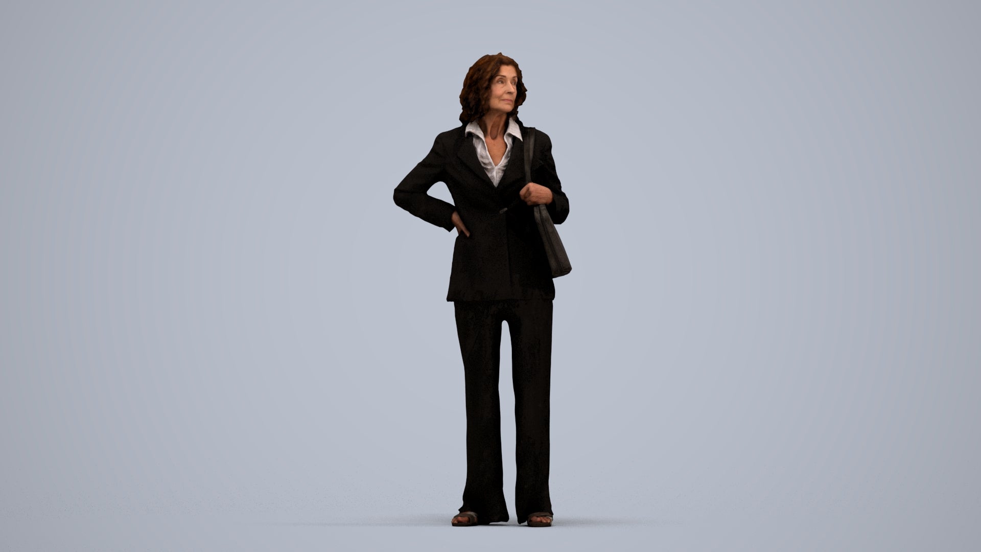 scanned 3D senior woman business, photogrammetry people for Enscape and V-Ray, standing pose render