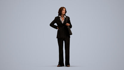 scanned 3D senior woman business, photogrammetry people for Enscape and V-Ray, standing pose render