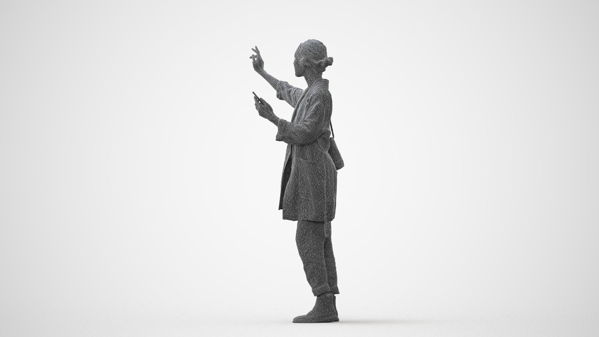 3D people model woman casual standing, scanned human for 3ds Max rendering, square thumbnail
