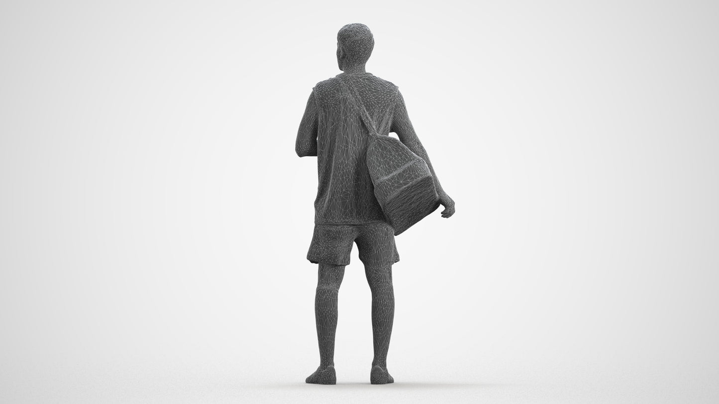 scanned 3D man sport, photogrammetry people for Enscape and V-Ray, wireframe front view