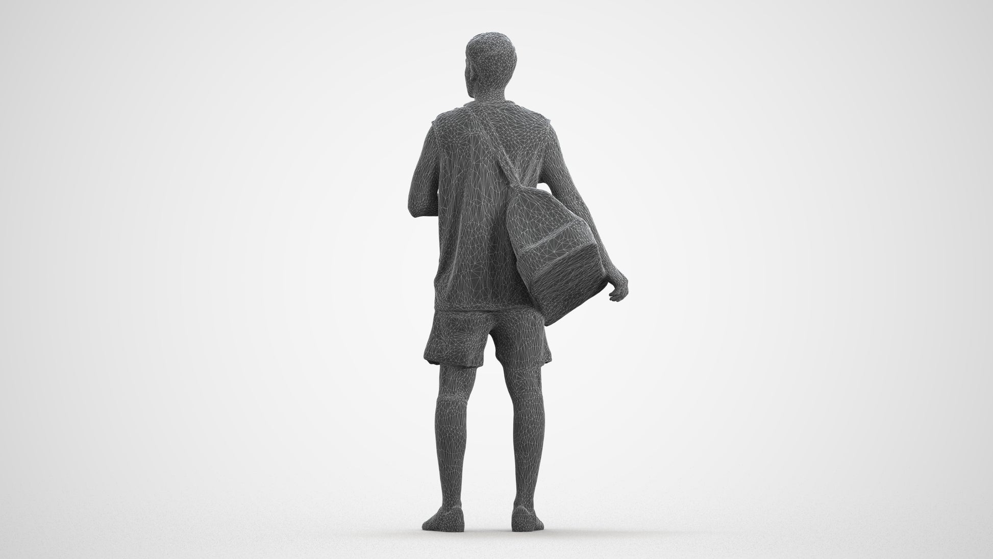 scanned 3D man sport, photogrammetry people for Enscape and V-Ray, wireframe front view