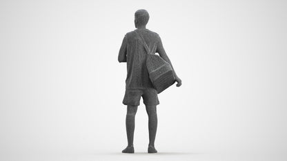 scanned 3D man sport, photogrammetry people for Enscape and V-Ray, wireframe front view