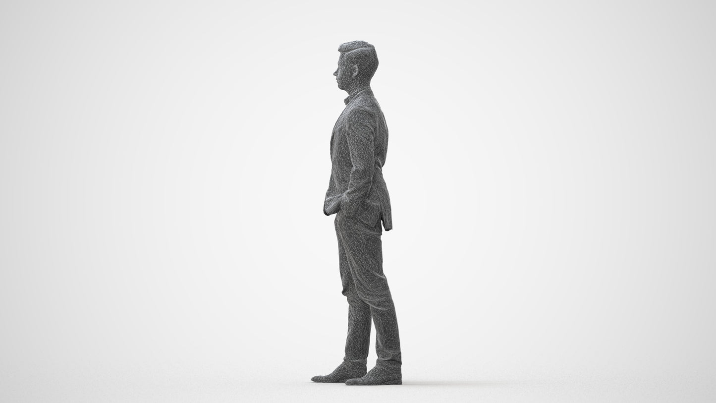 3D people model man business standing, scanned human for 3ds Max rendering, square thumbnail