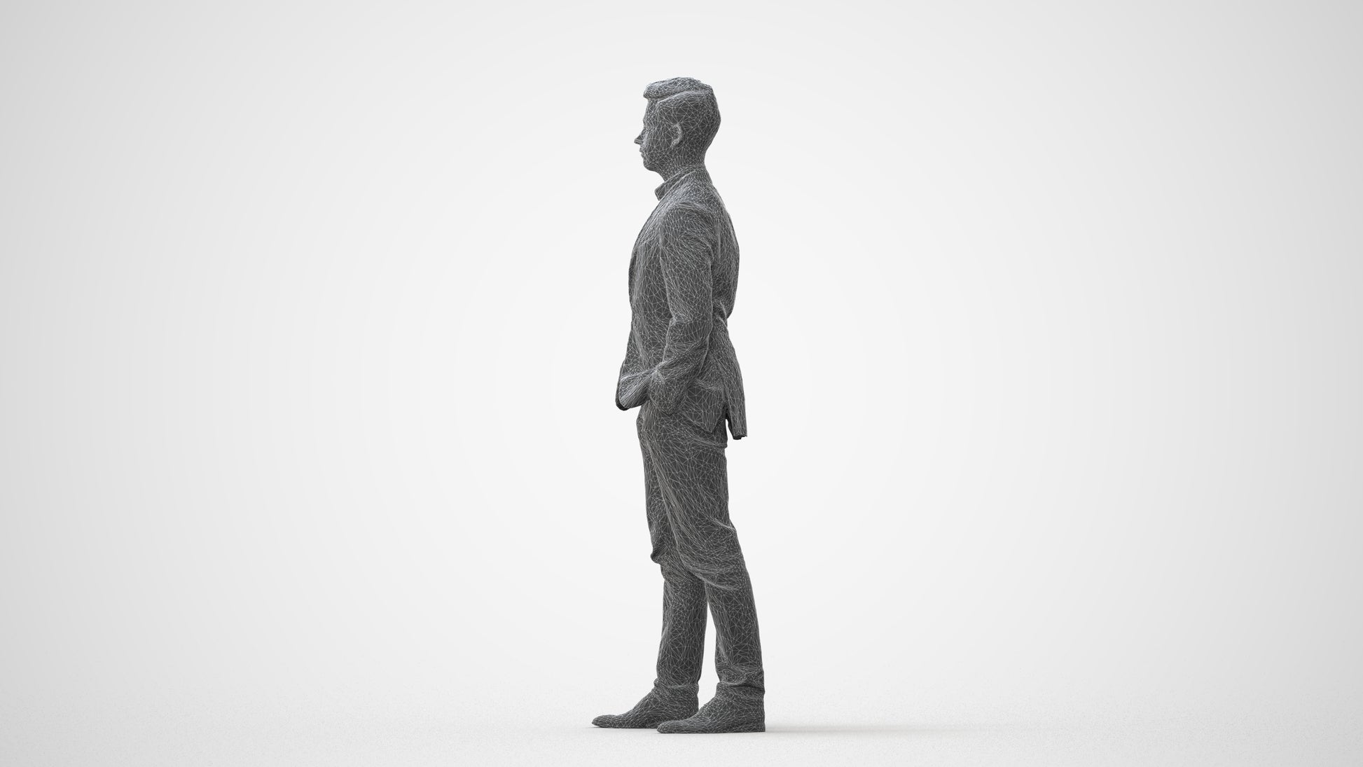 3D people model man business standing, scanned human for 3ds Max rendering, square thumbnail