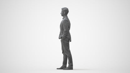 3D people model man business standing, scanned human for 3ds Max rendering, square thumbnail