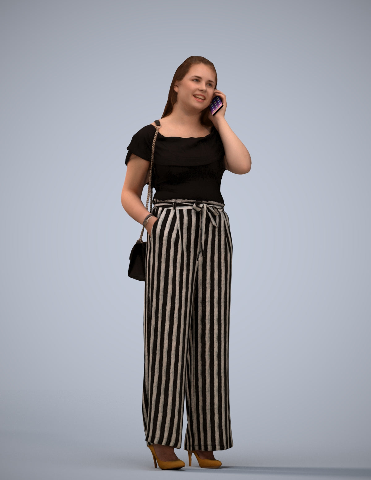 realistic 3D people woman casual standing, render-ready for V-Ray and Corona, FBX OBJ
