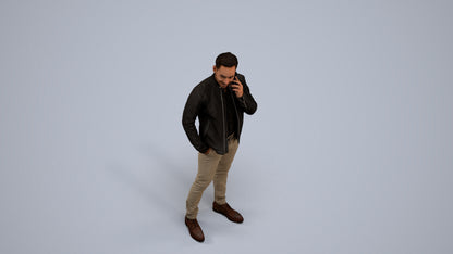 photogrammetry 3D man business standing, realistic human model archviz FBX, back view render