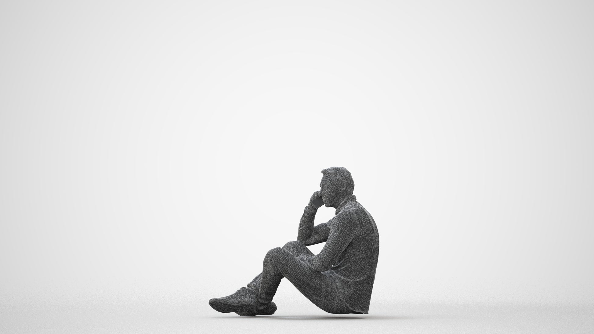 3D scanned man sitting casual, photorealistic archviz people for Enscape and SketchUp, square thumbnail