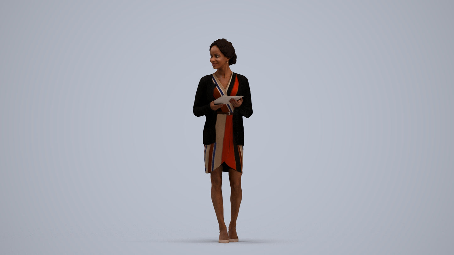 realistic 3D people woman business standing, render-ready for V-Ray and Corona, FBX OBJ, standing pose render