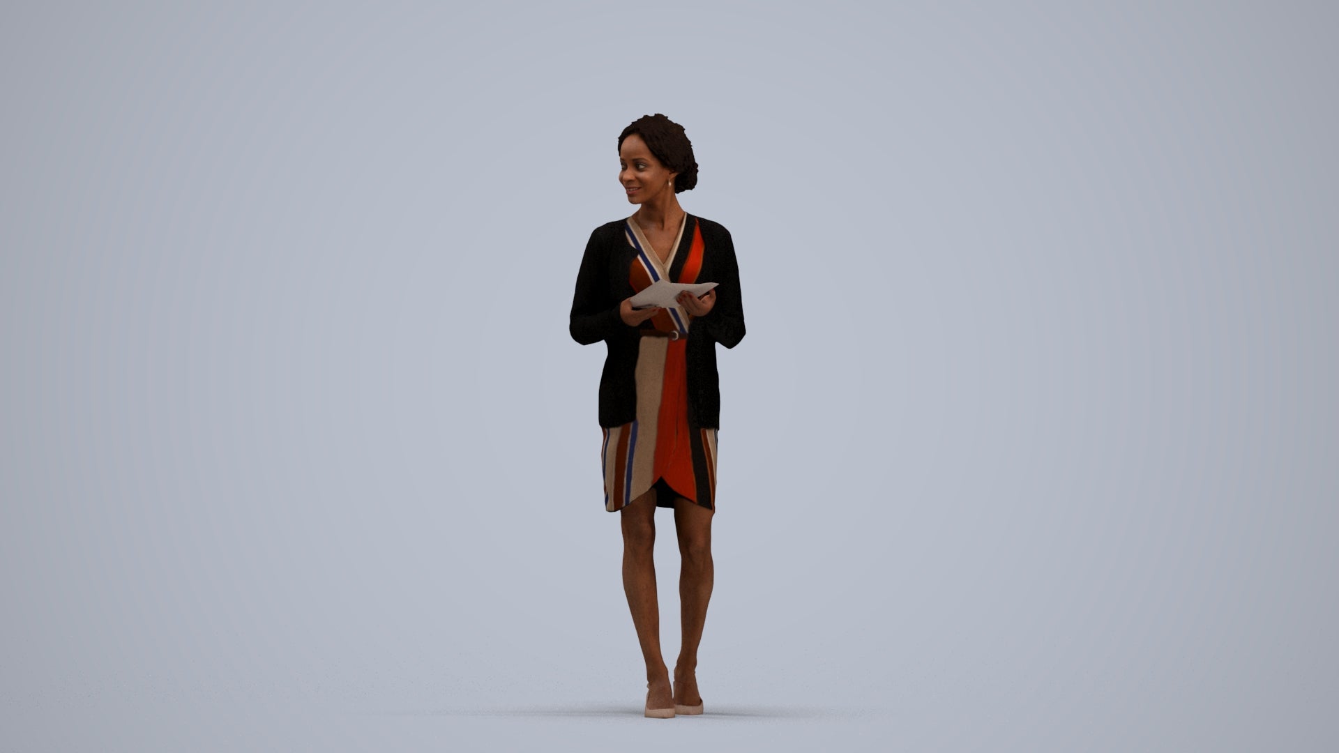 realistic 3D people woman business standing, render-ready for V-Ray and Corona, FBX OBJ, standing pose render