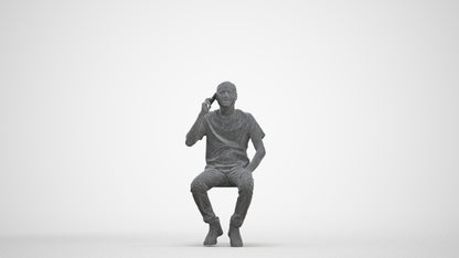 realistic 3D people man casual sitting, render-ready for V-Ray and Corona, FBX OBJ, three-quarter front view render
