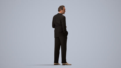 3D scanned man business, photorealistic archviz people for Enscape and SketchUp, side view render