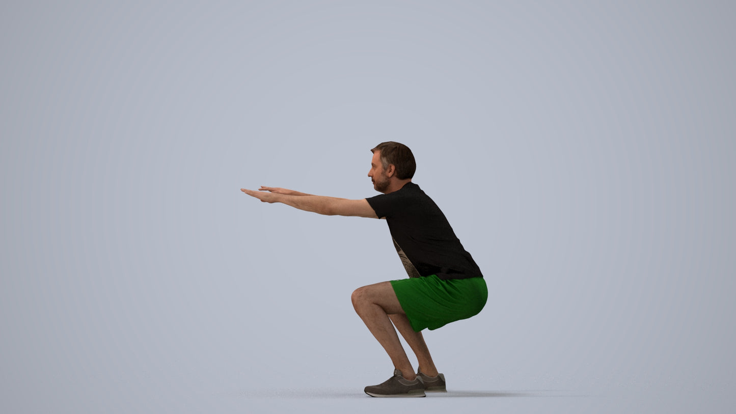 realistic 3D people man sport, render-ready for V-Ray and Corona, FBX OBJ, three-quarter view render