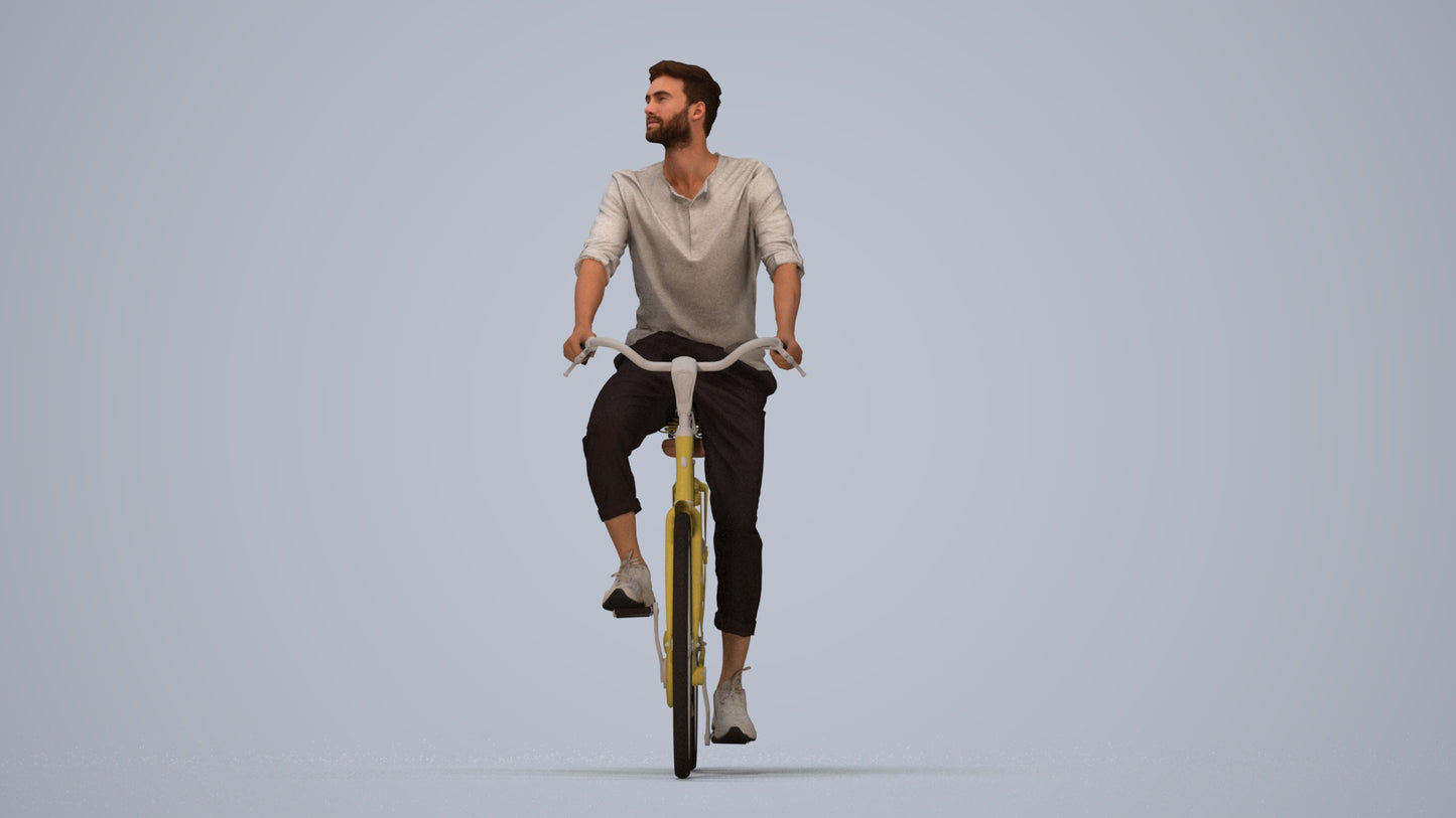 3D scanned man sitting casual, photorealistic archviz people for Enscape and SketchUp, top-down view render