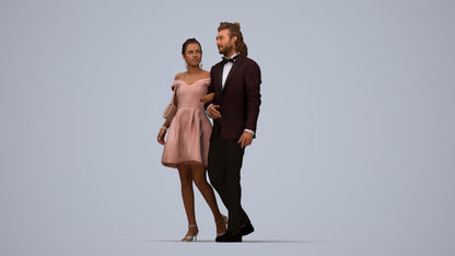 photogrammetry 3D woman formal couple, realistic human model archviz FBX, top-down view render