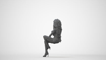 3D people model woman casual sitting, scanned human for 3ds Max rendering, square thumbnail