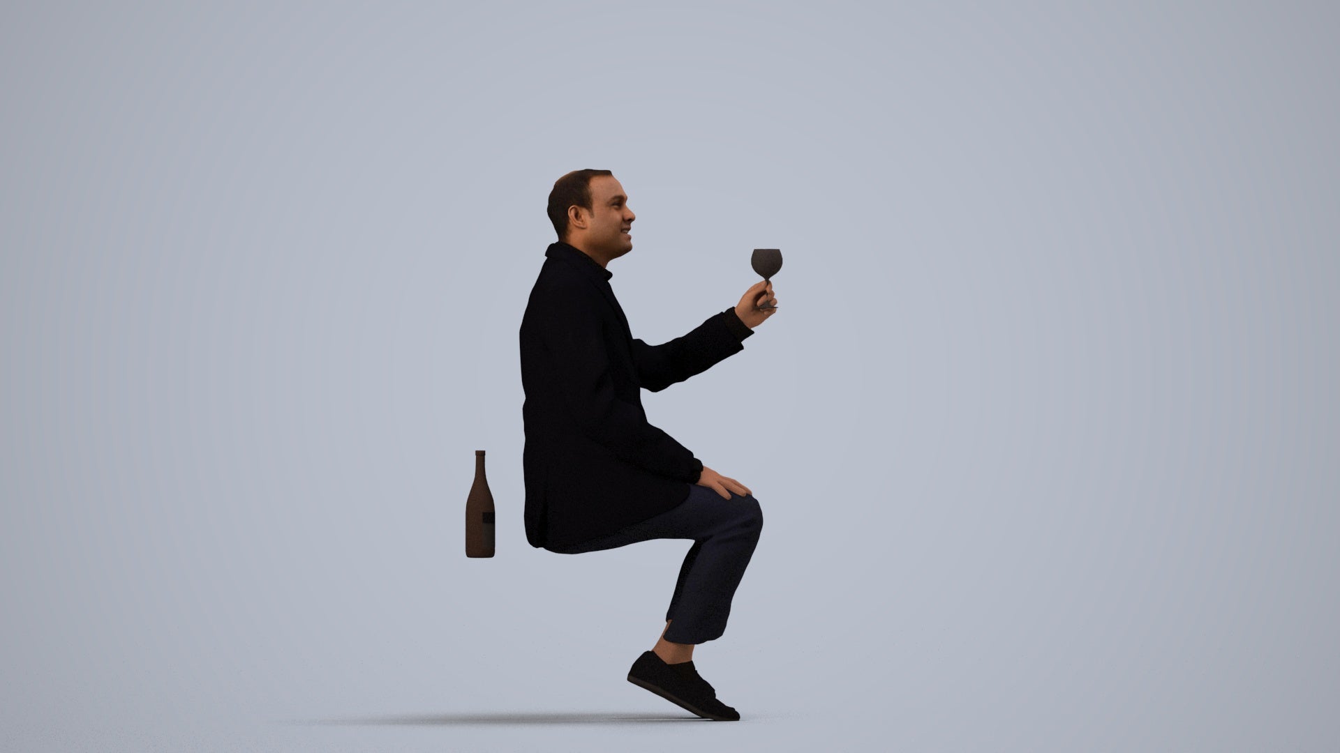 scanned 3D man casual cycling, photogrammetry people for Enscape and V-Ray, side view render