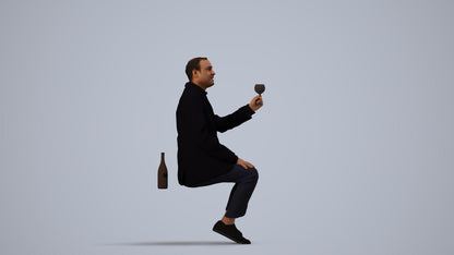 scanned 3D man casual cycling, photogrammetry people for Enscape and V-Ray, side view render