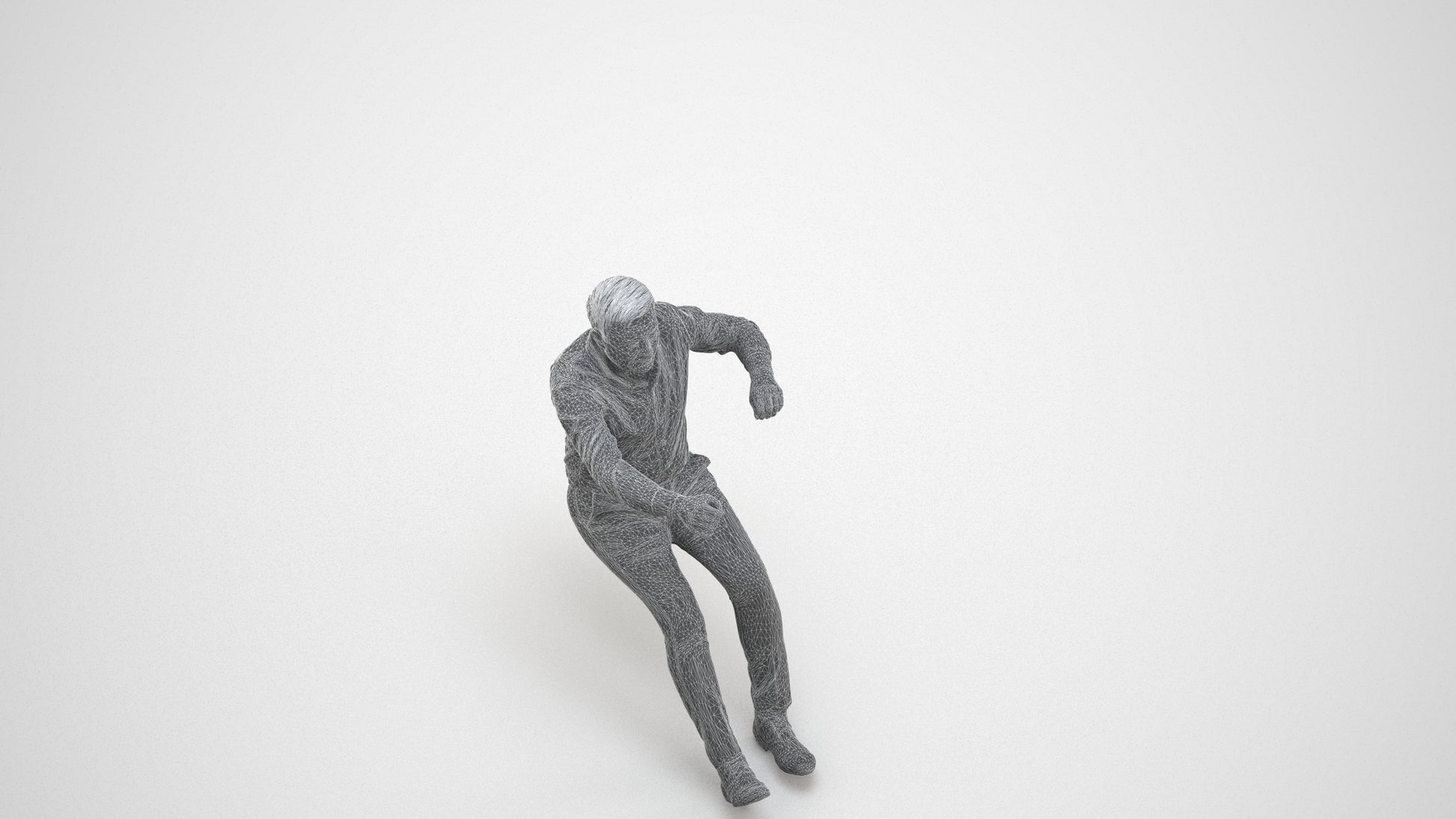 realistic 3D people man casual driving, render-ready for V-Ray and Corona, FBX OBJ, wireframe three-quarter view