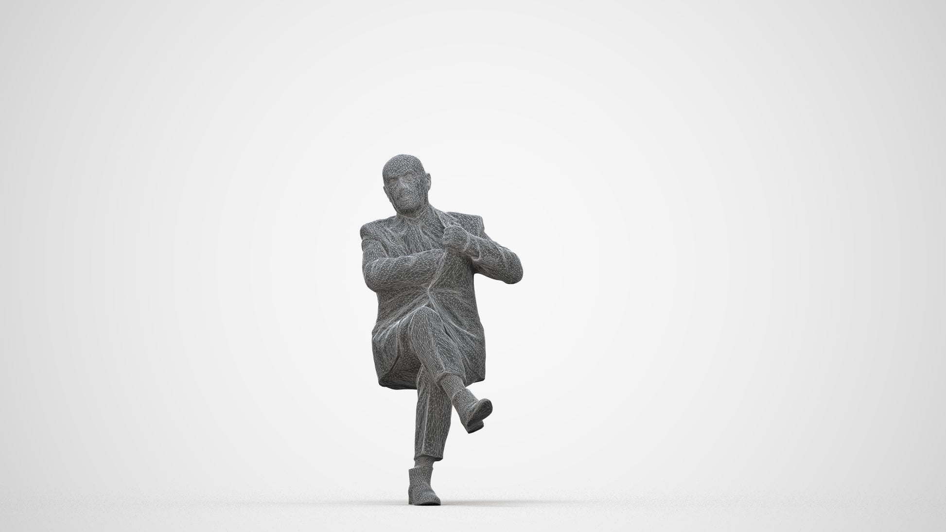 realistic 3D human senior man business mix, archviz people FBX OBJ for Blender, wireframe back view