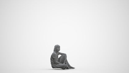 3D people model girl casual kids, scanned human for 3ds Max rendering, three-quarter front view render