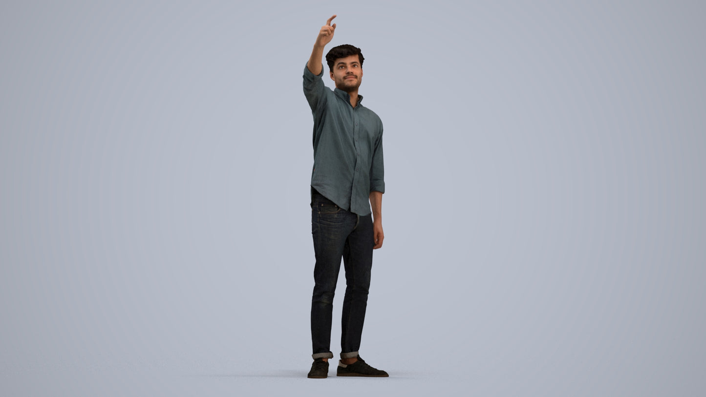 realistic 3D human man casual standing, archviz people FBX OBJ for Blender, standing pose render