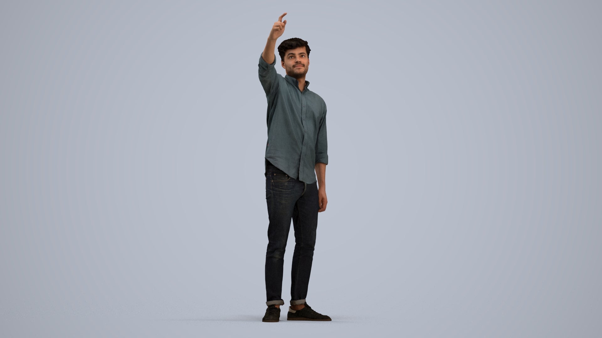 realistic 3D human man casual standing, archviz people FBX OBJ for Blender, standing pose render