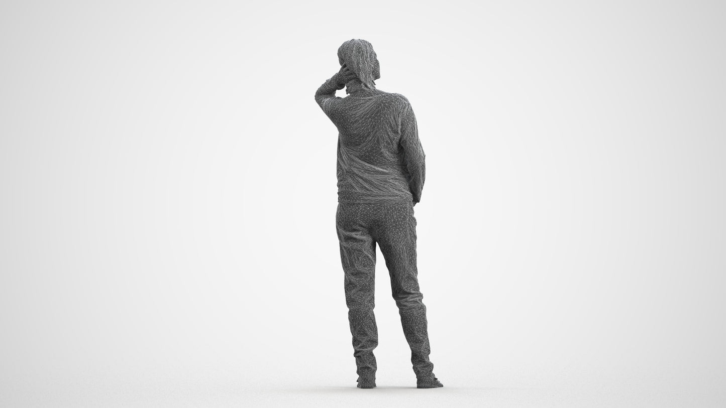 3D people model woman casual standing, scanned human for 3ds Max rendering, wireframe front view