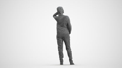 3D people model woman casual standing, scanned human for 3ds Max rendering, wireframe front view