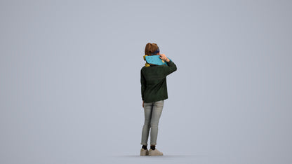 realistic 3D human girl casual kids, archviz people FBX OBJ for Blender, front view render