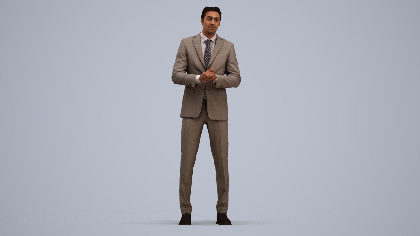 realistic 3D human man business, archviz people FBX OBJ for Blender, standing pose render