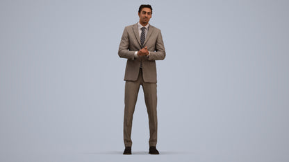 realistic 3D human man business, archviz people FBX OBJ for Blender, standing pose render