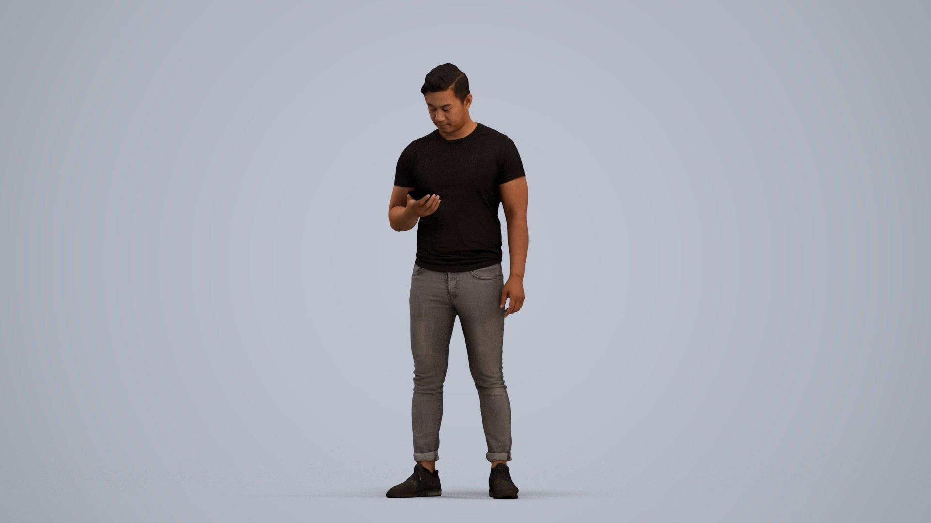 photogrammetry 3D man casual standing, realistic human model archviz FBX, standing pose render